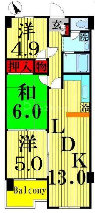 グランドハイム(3LDK/3階)の間取り写真