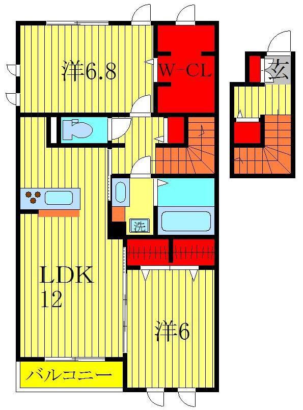 プラティークI(2LDK/2階)の間取り写真