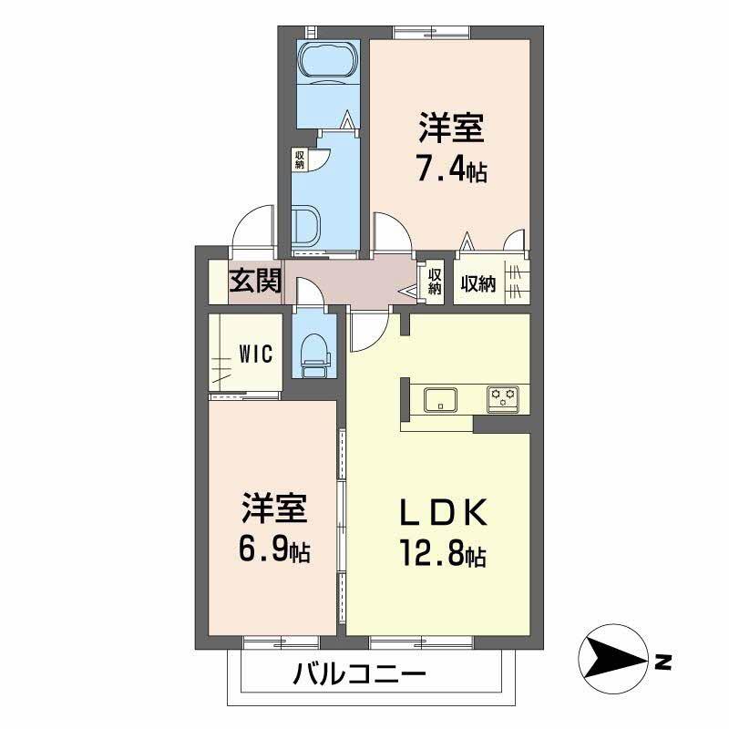 ビレッジ若草(2LDK/2階)の間取り写真
