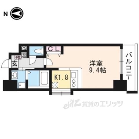 イクスコート大津駅前(1K/4階)の間取り写真