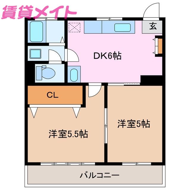 コーポグリーンFUKUTA(2DK/1階)の間取り写真