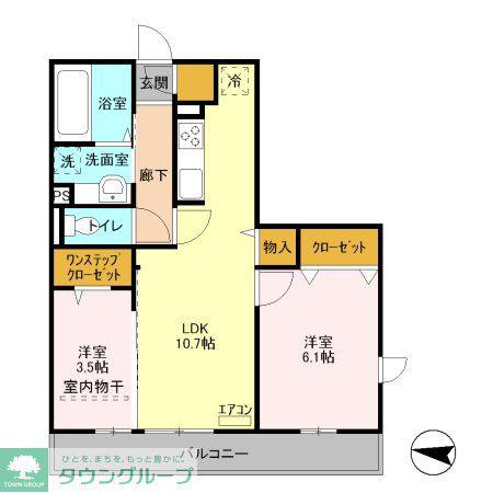 シャルマン元町(2LDK/3階)の間取り写真