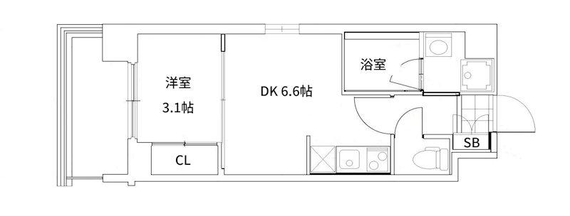 ニューガイアリルーム原通NO.68(1DK/4階)の間取り写真