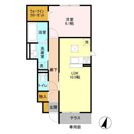 セジュールウィット(1LDK/1階)の間取り写真