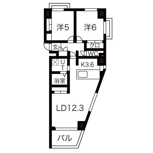 PLATZ KAKUOZAN(2LDK/2階)の間取り写真