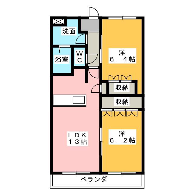 フルスパッセンC(2LDK/2階)の間取り写真