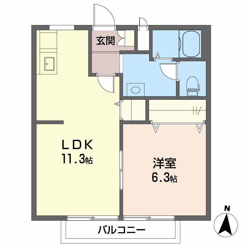 ソレジオKAWAKAMI(1LDK/2階)の間取り写真