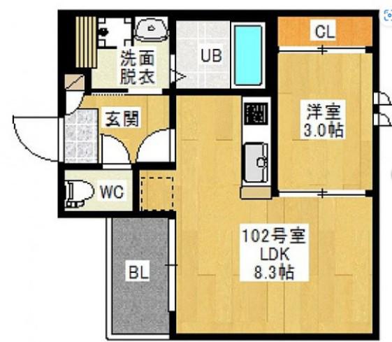 REGALEST宇品神田I(1LDK/1階)の間取り写真