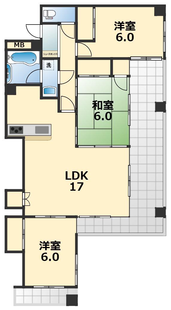 タワーレジデンス甲府中央(3LDK/8階)の間取り写真