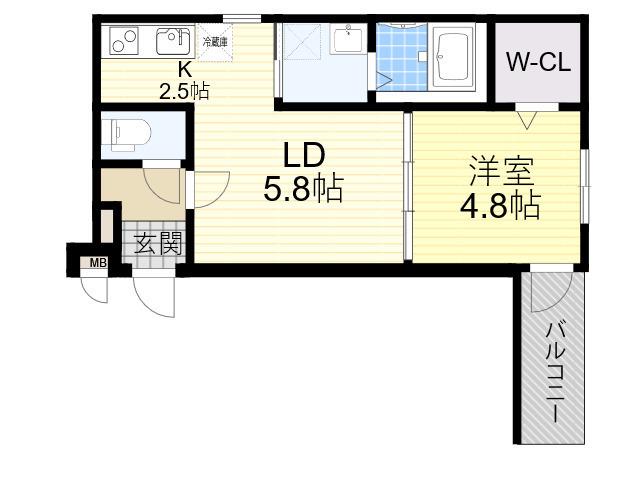 フジパレス城東東中浜Ⅲ番館(1LDK/1階)の間取り写真
