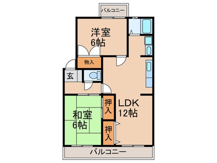 鳥井コーポ(2LDK/2階)の間取り写真