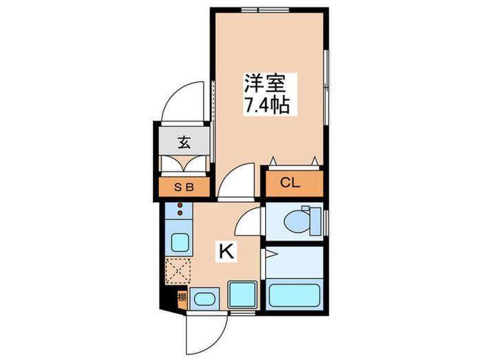 SACRA(1K/2階)の間取り写真