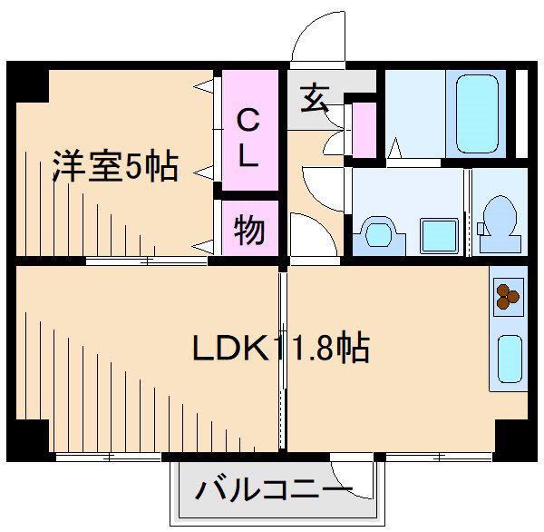 マンション川口(1LDK/3階)の間取り写真