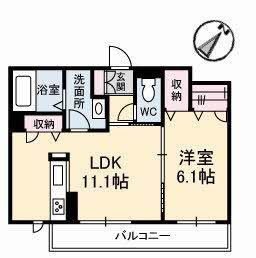シャーメゾンタウン倉敷運動公園前 D棟(1LDK/3階)の間取り写真