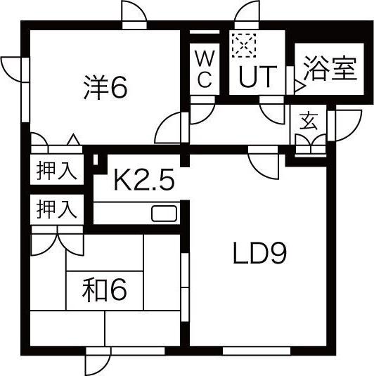 カーサ福士I(2LDK/1階)の間取り写真