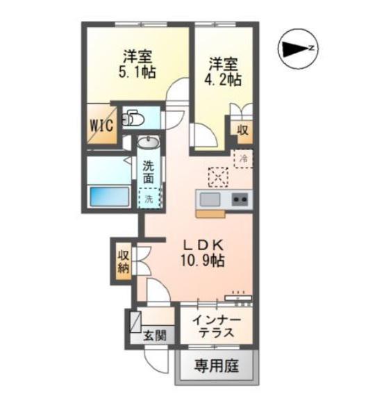メゾン エメ(2LDK/1階)の間取り写真