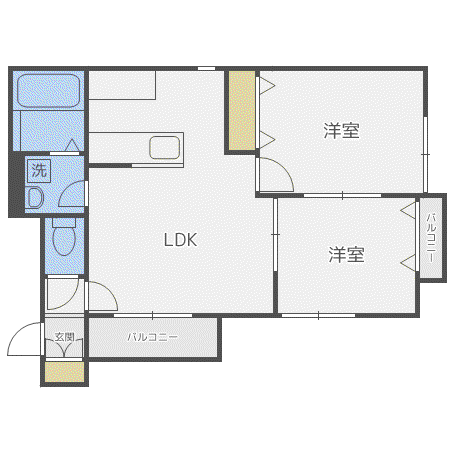 VILLA POPOLOI(2LDK/2階)の間取り写真