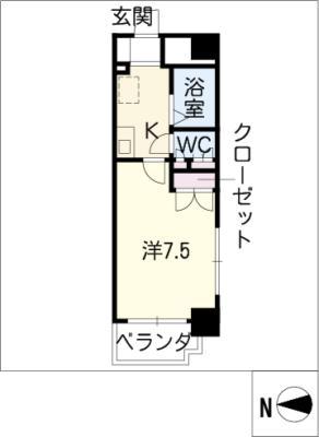 クレセント葵(1K/7階)の間取り写真