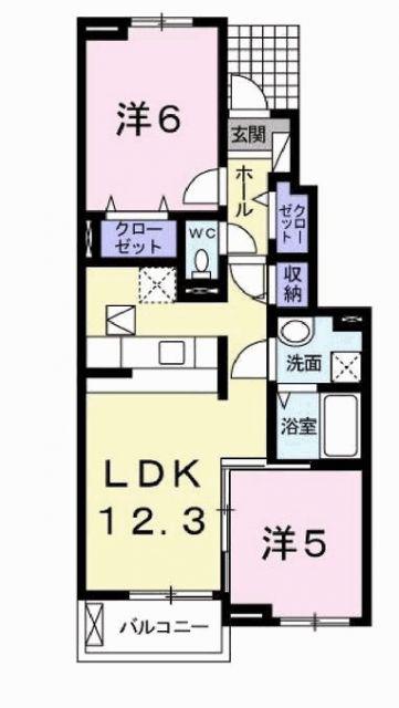 プレアデスA(2LDK/1階)の間取り写真