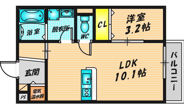 KINZY COURTII(1LDK/2階)の間取り写真