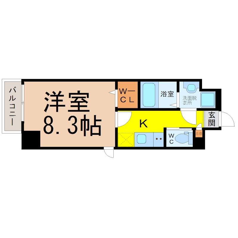 S-FORT堀田通(1K/5階)の間取り写真