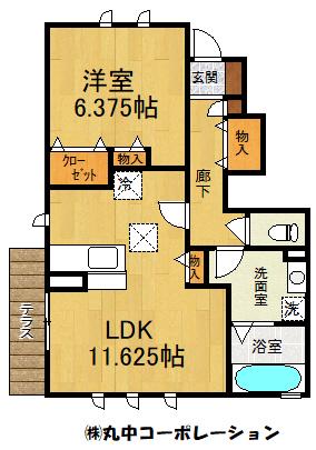 ビラージュ玉川学園 A(1LDK/1階)の間取り写真