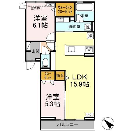 セレーノ北安東 A棟(2LDK/3階)の間取り写真