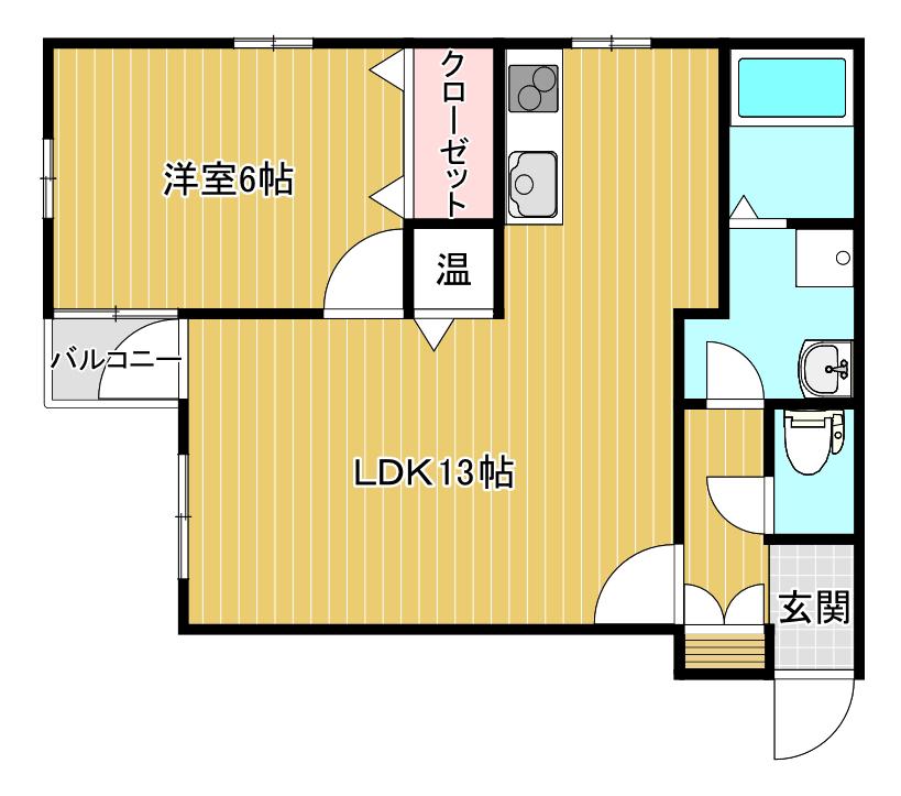 シャルマン上所A(1LDK/1階)の間取り写真