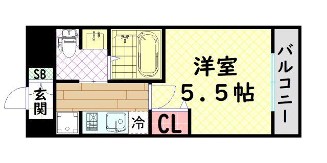 エスリード南堀江リバーサイド(1K/11階)の間取り写真
