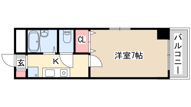 ラ・エソール(1K/6階)の間取り写真