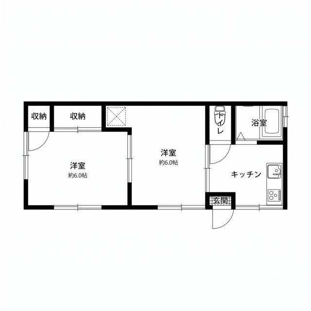 内藤荘(2DK/1階)の間取り写真