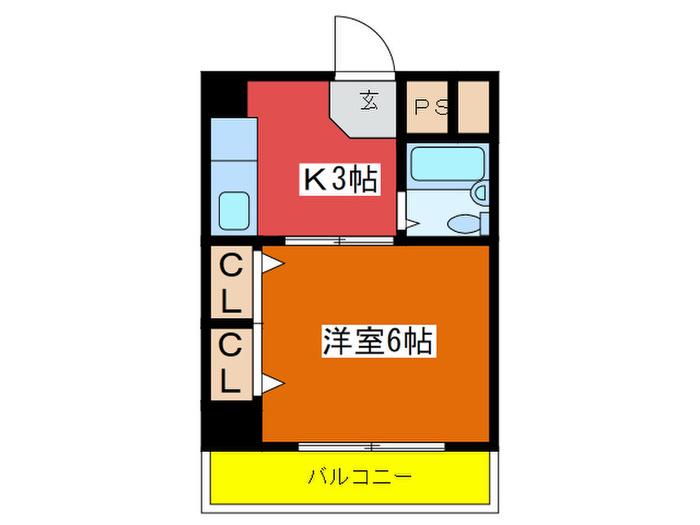 平山ビル(1K/3階)の間取り写真