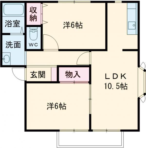ウィンディア15B(2LDK/1階)の間取り写真