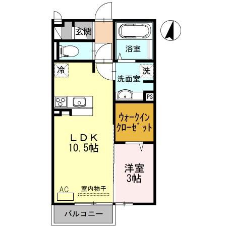 ベルメゾン荒川(1LDK/2階)の間取り写真
