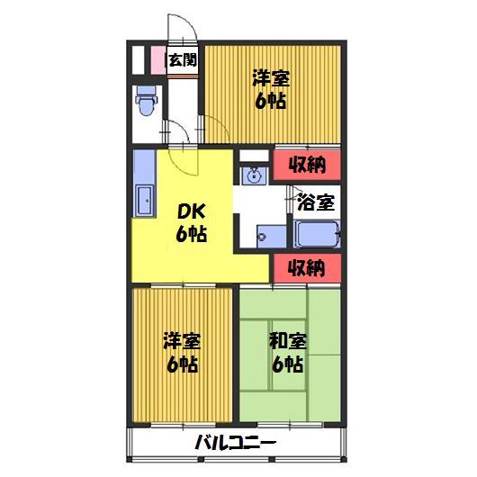 グリーンハイツ岡村(3DK/3階)の間取り写真