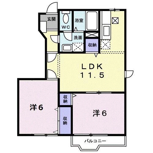 ハーヴェスト飯山C(2LDK/1階)の間取り写真