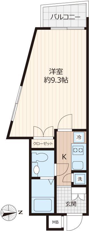 BEVERLY HOMES 下赤塚(1K/5階)の間取り写真