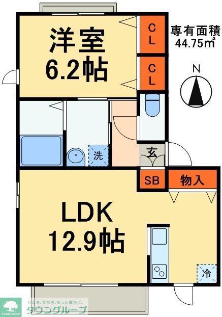 CINQ STELLA 3(1LDK/1階)の間取り写真