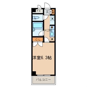 ビレッジコア八王子(1K/5階)の間取り写真