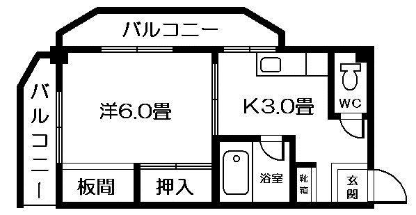 サンメゾンDNK(1K/3階)の間取り写真