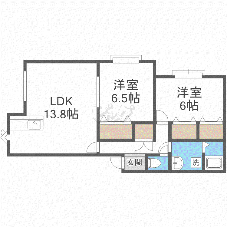 グランステージ百合が原(2LDK/3階)の間取り写真