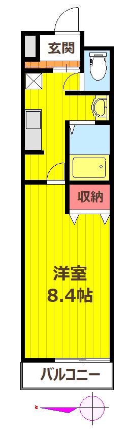 クオーレ八幡(1K/1階)の間取り写真