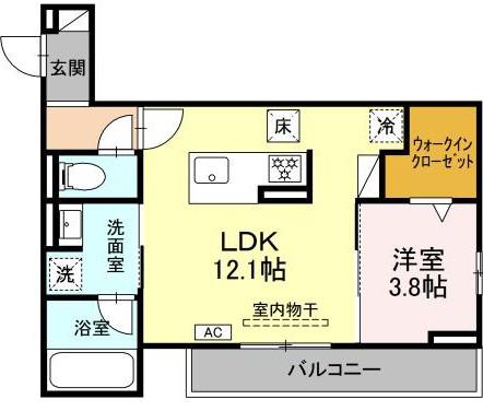 ANNAMARIE F(1LDK/1階)の間取り写真