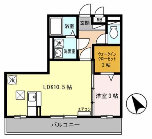 グレイシャス(1LDK/2階)の間取り写真