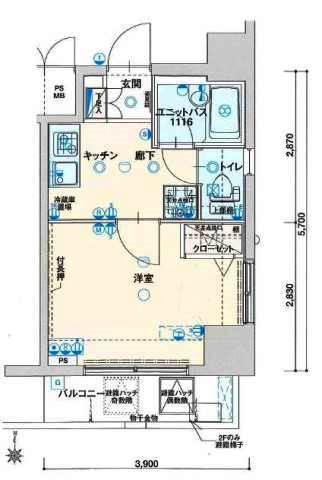 ヴェルト三軒茶屋II(1K/6階)の間取り写真