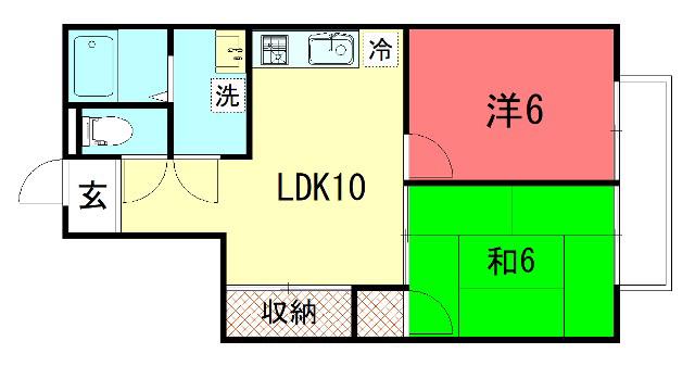 吉田近衛町19-6(2LDK/1階)の間取り写真