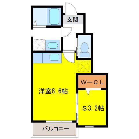ラ・メゾン モリオカ(1LDK/1階)の間取り写真