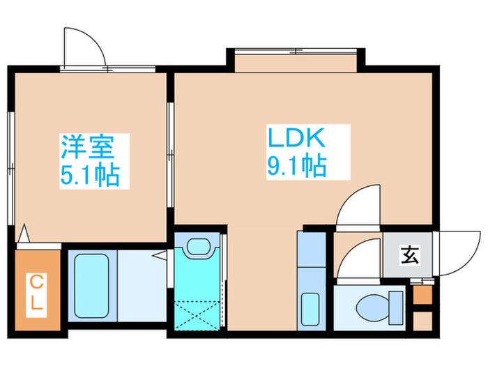 M521(1LDK/1階)の間取り写真