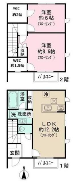 カサセレーナB(2LDK/1階)の間取り写真