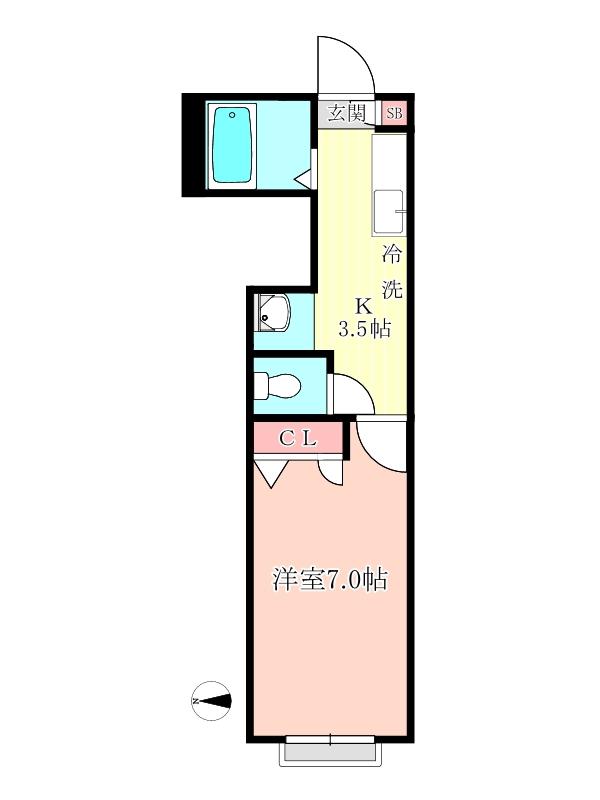 ディアス(1K/2階)の間取り写真
